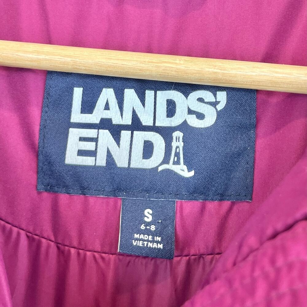 LANDS' END Down Winter Coat Full Zip Puffer Missing Hood Purple Size 4 6 S - Picture 3 of 10
